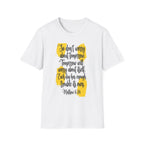 Unisex Oversized Cotton T-Shirt mathew 6:34 light yellow patch for US– Bible Verse Inspired Design