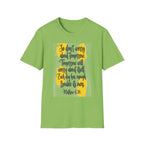 Unisex Oversized Cotton T-Shirt mathew 6:34 light yellow patch for US– Bible Verse Inspired Design