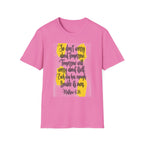 Unisex Oversized Cotton T-Shirt mathew 6:34 light yellow patch for US– Bible Verse Inspired Design