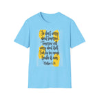 Unisex Oversized Cotton T-Shirt mathew 6:34 light yellow patch for US– Bible Verse Inspired Design