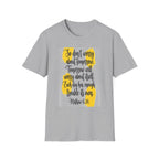 Unisex Oversized Cotton T-Shirt mathew 6:34 light yellow patch for US– Bible Verse Inspired Design