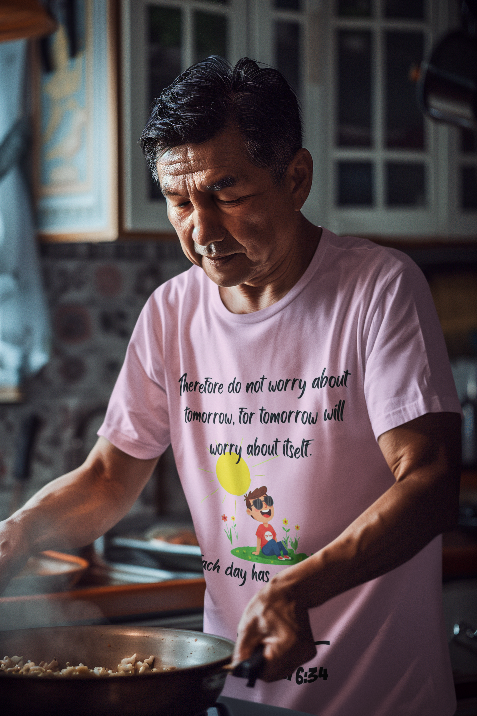 Buy Christian Quote & Bible Verse T-Shirt Mathew 6:34 graphic light – Bible Verse Inspired Design