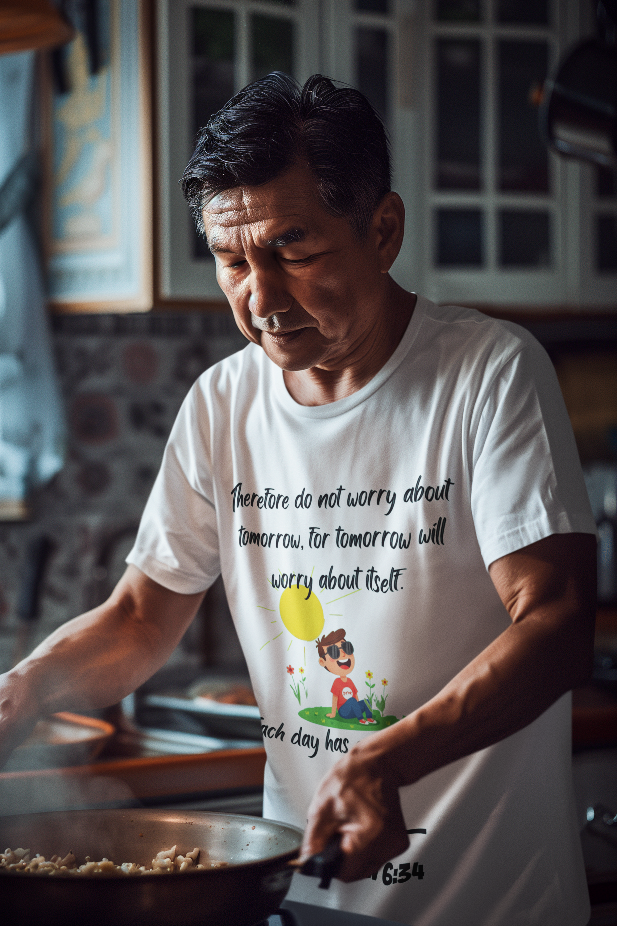 Buy Christian Quote & Bible Verse T-Shirt Mathew 6:34 graphic light – Bible Verse Inspired Design