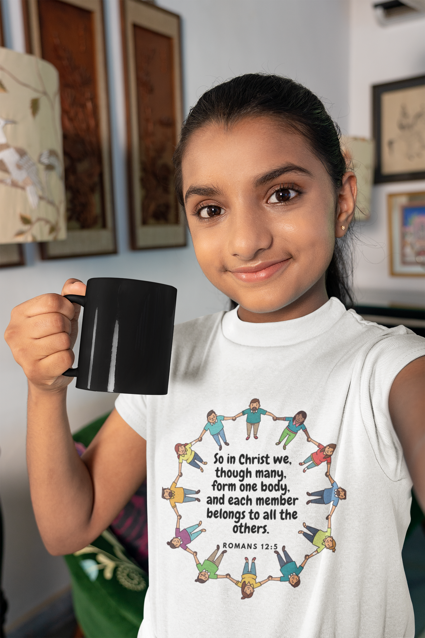 Kids Crew Neck T-Shirt  - Bible Verse Romans 12:5