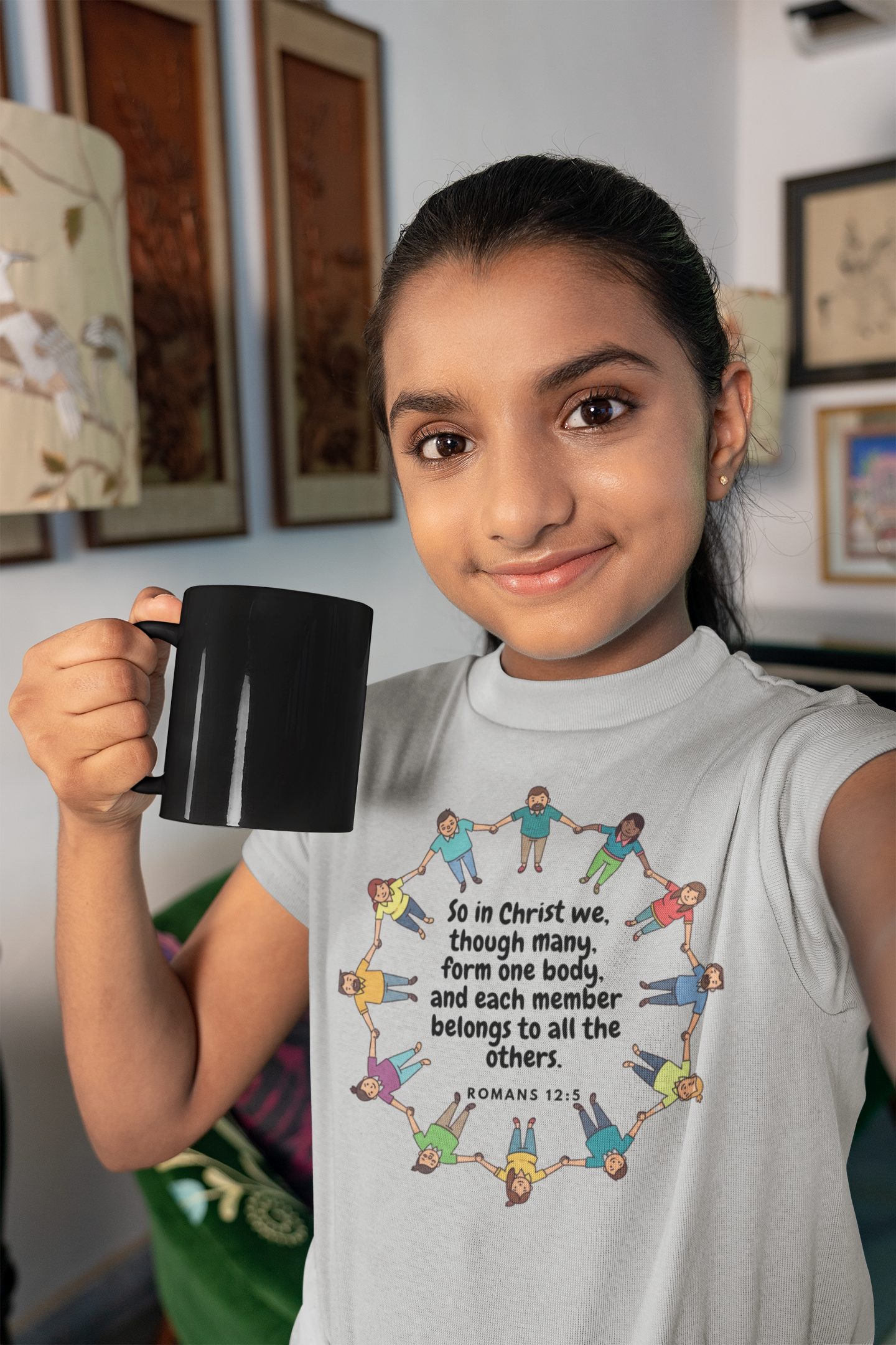Kid's Crew Neck T-Shirt  - Bible Verse Romans 12:5