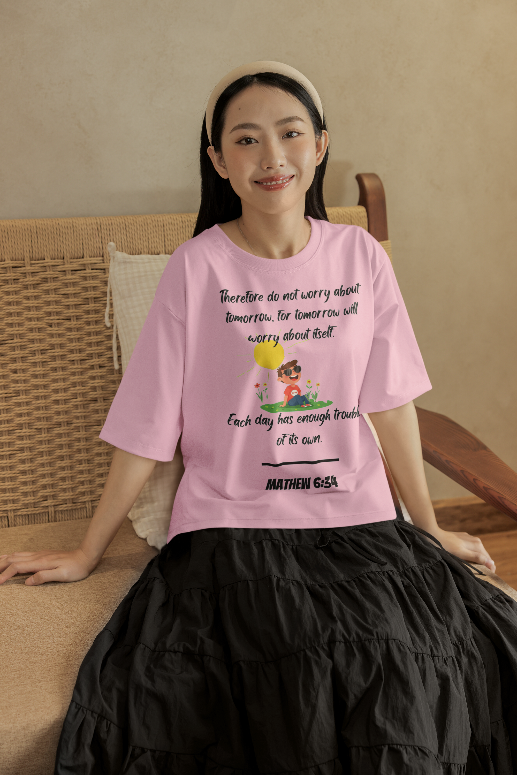 Buy Christian Quote & Bible Verse T-Shirt Mathew 6:34 graphic light – Bible Verse Inspired Design