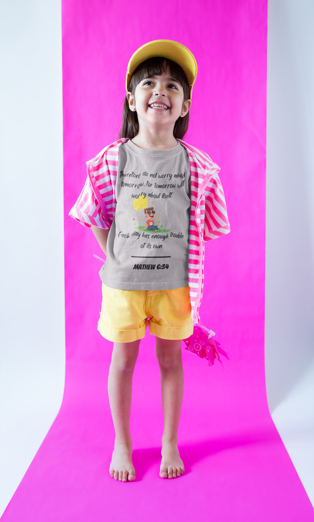 Buy Christian Bible Verse T-Shirts for Kids | Girl | Mathew 6:34