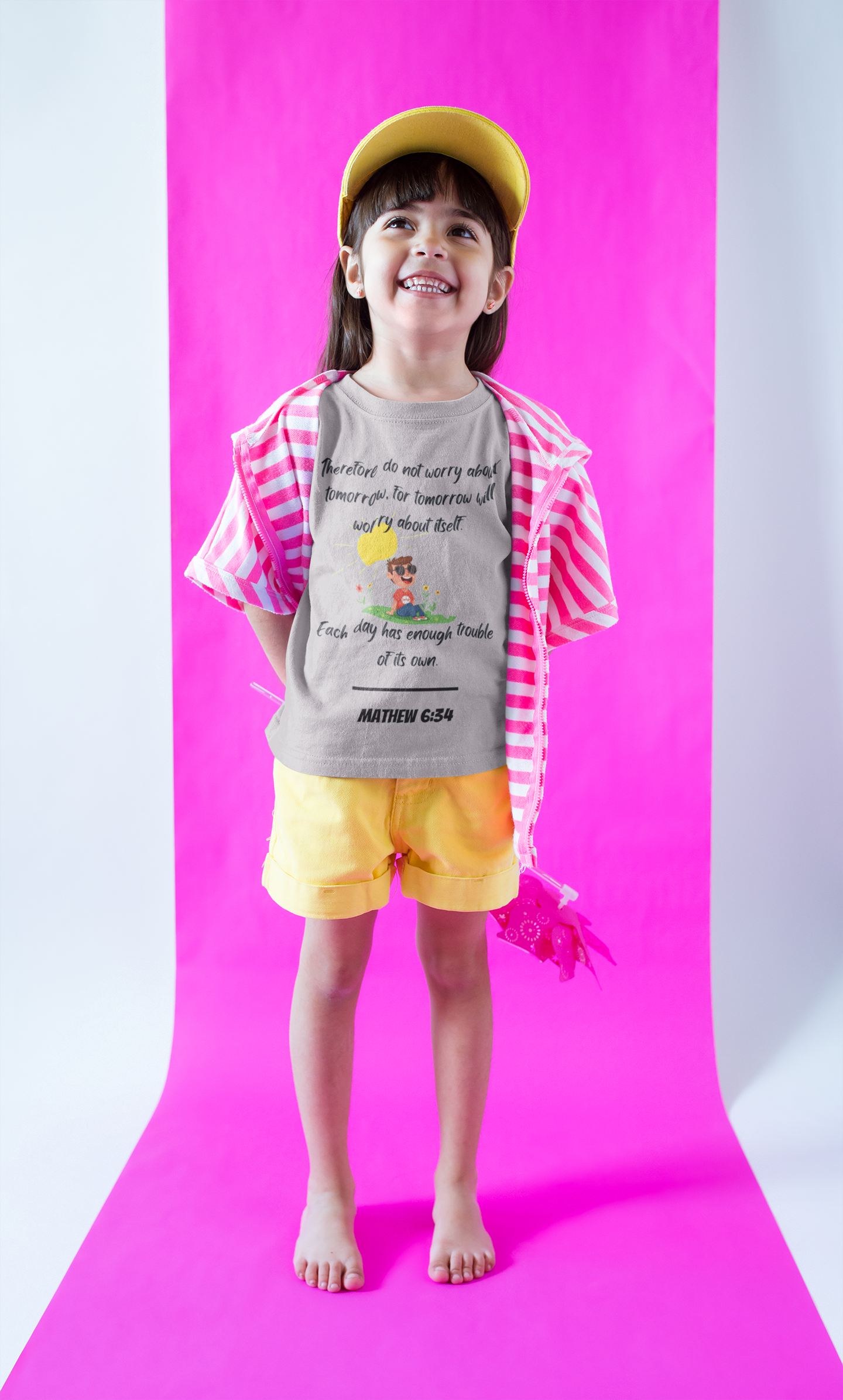 Buy Christian Bible Verse T-Shirts for Kids | Girl | Mathew 6:34