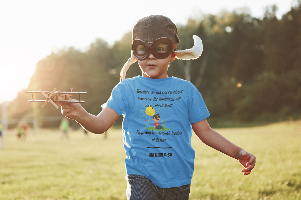 Buy Christian Bible Verse T-Shirts for Kids Boy Mathew 6:34 Bible Verse Design