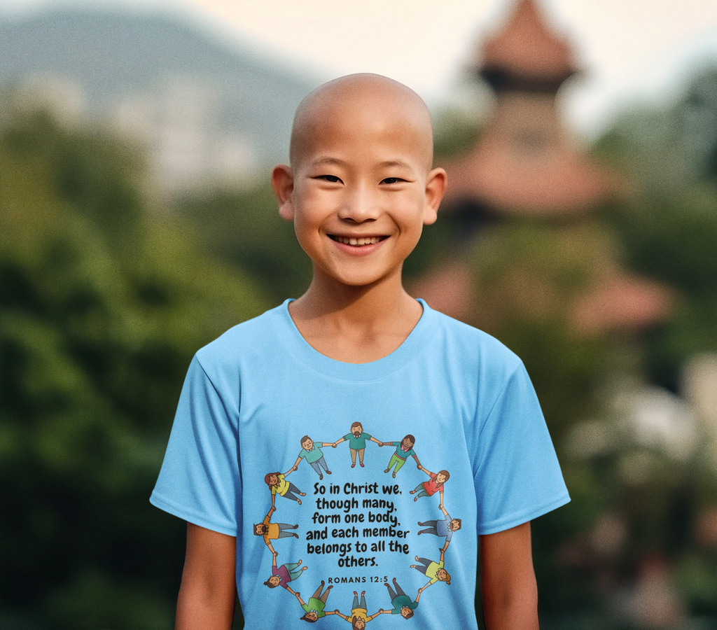 Kid's Crew Neck T-Shirt  - Bible Verse Romans 12:5