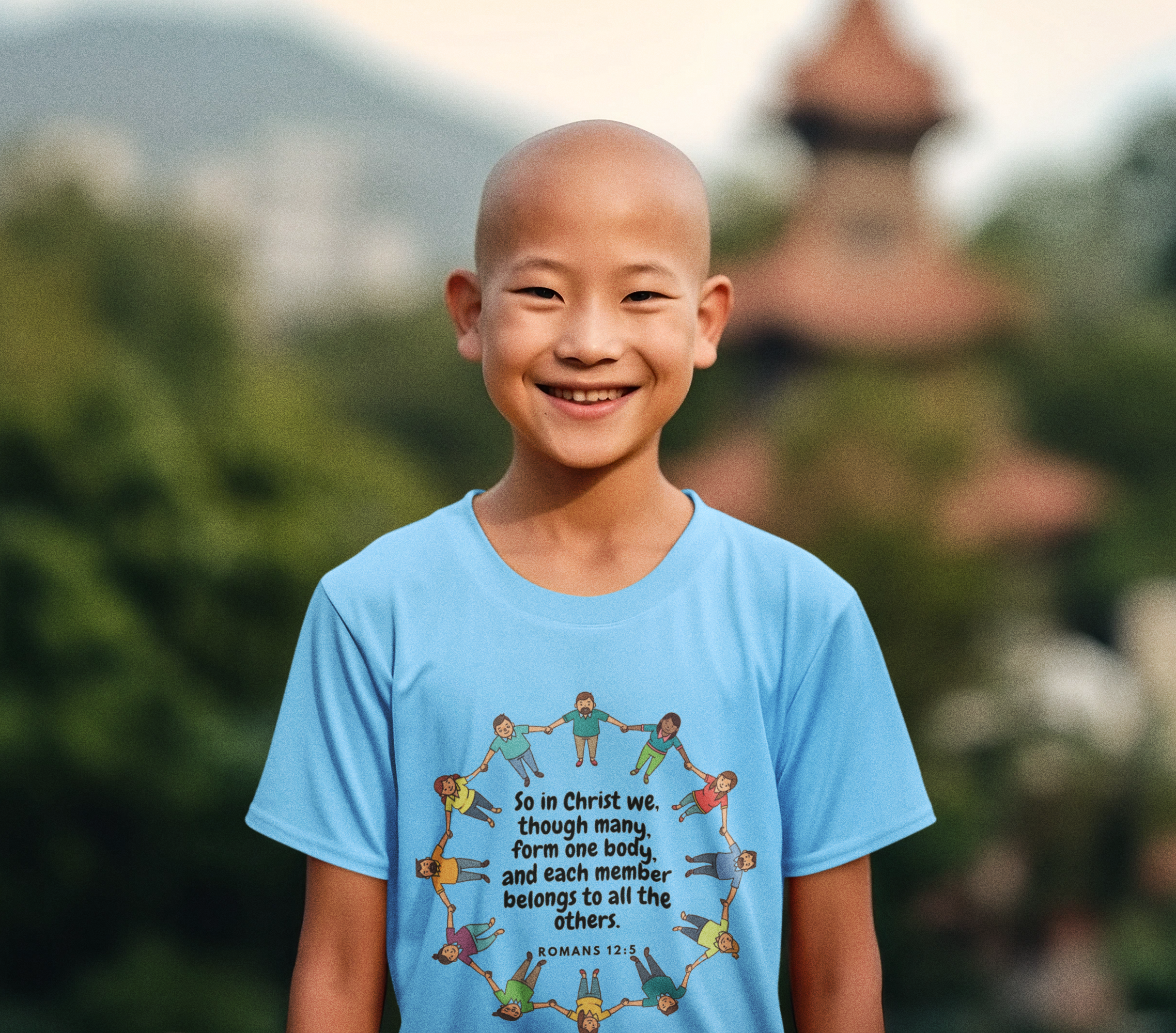 Kid's Crew Neck T-Shirt  - Bible Verse Romans 12:5
