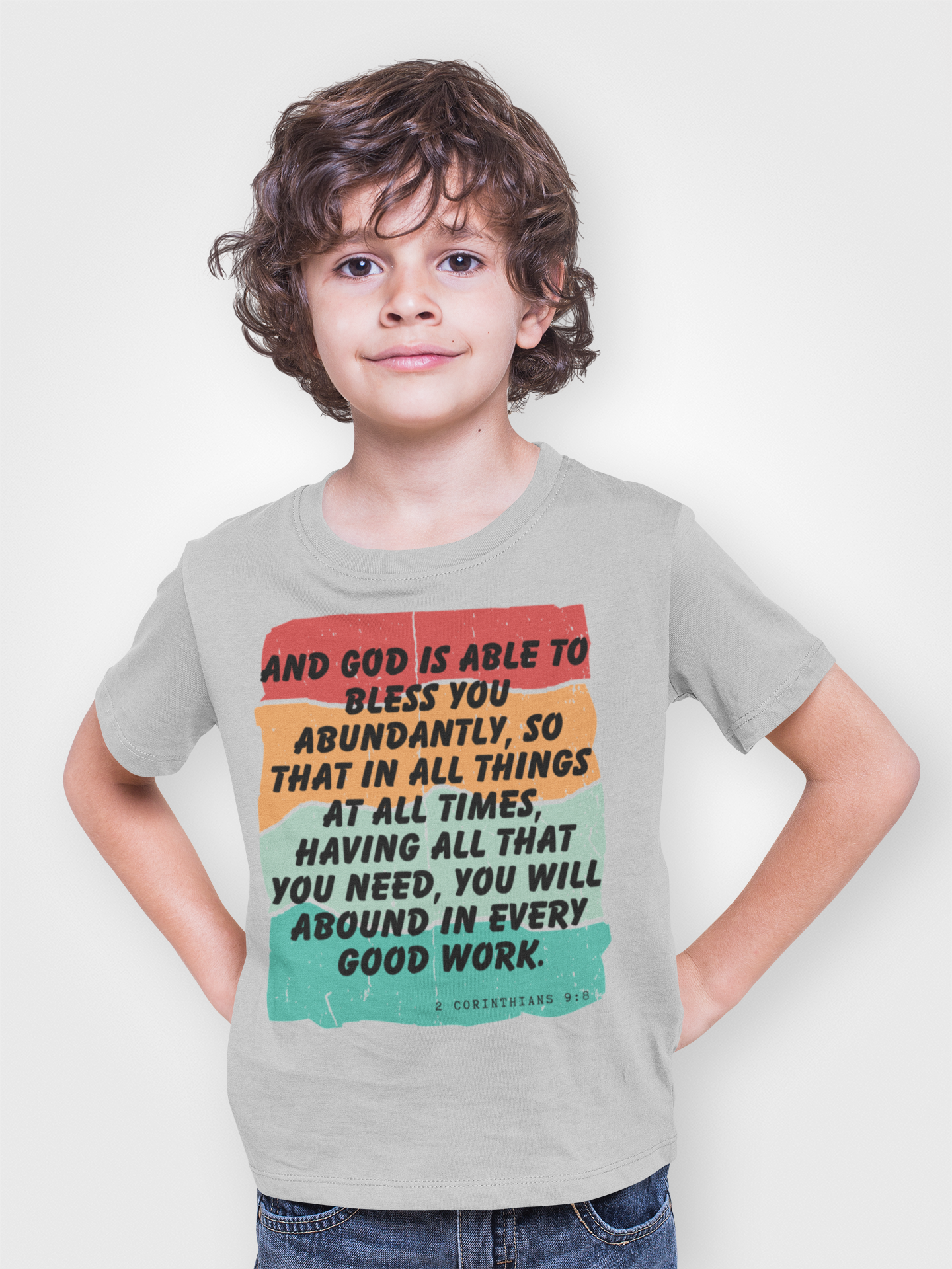 Buy Christian Bible Verse T-Shirts for Kids Boy | 2 Corinthians 9:8 | Bible Verse Design
