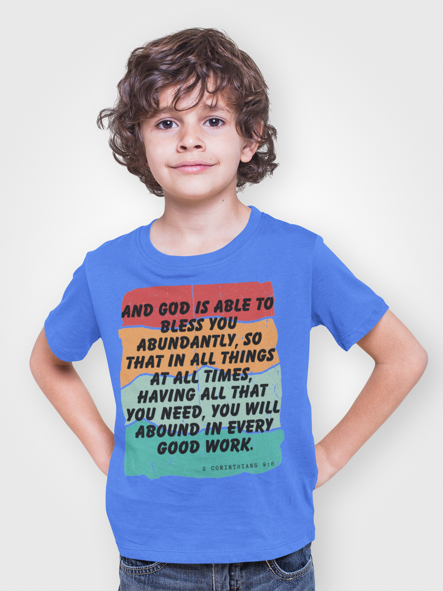 Buy Christian Bible Verse T-Shirts for Kids Boy | 2 Corinthians 9:8 | Bible Verse Design