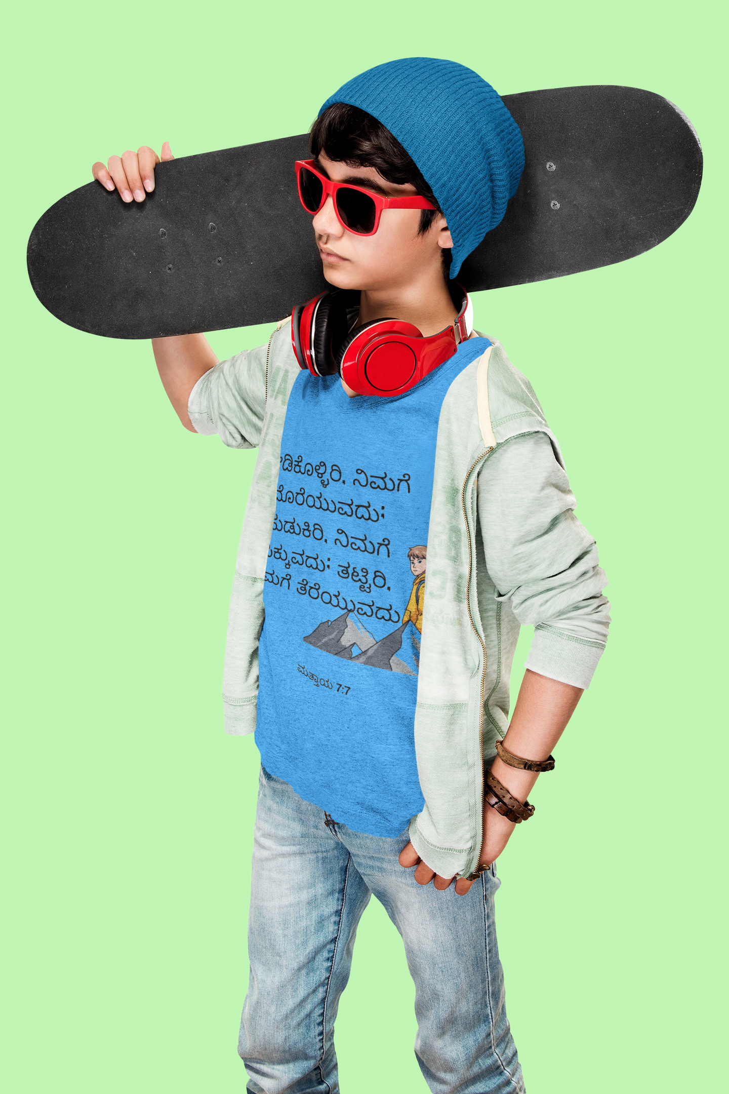 Buy Christian Bible Verse T-Shirts for Kids | Boy | Kannada | Matthew 7:7