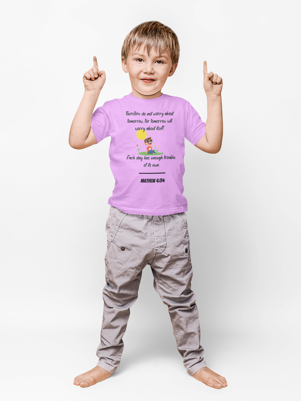 Buy Christian Bible Verse T-Shirts for Kids Boy Mathew 6:34 Bible Verse Design