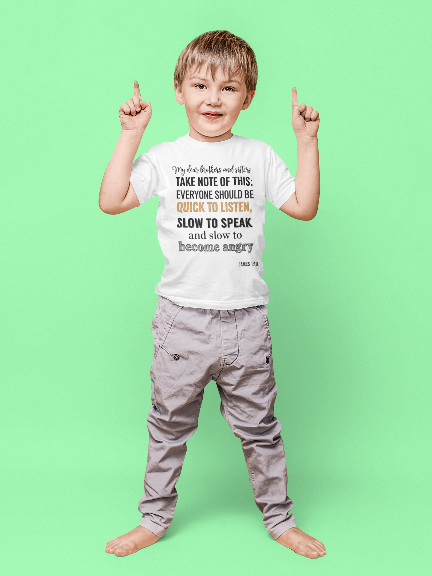 Buy Christian Bible Verse T-Shirts for Kids Boy | James 1:19
