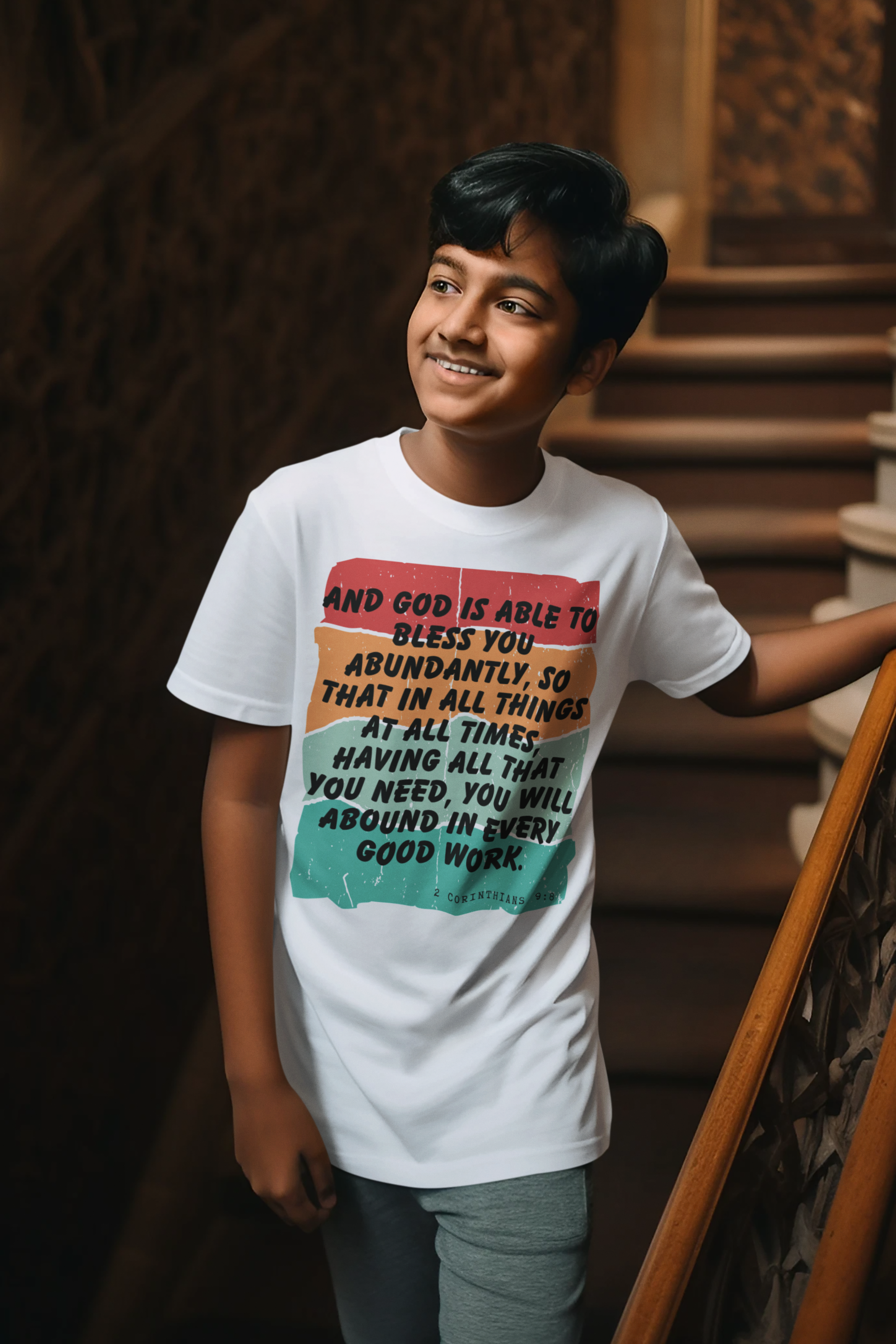 Buy Christian Bible Verse T-Shirts for Kids | Boy | Corinthians 9:8