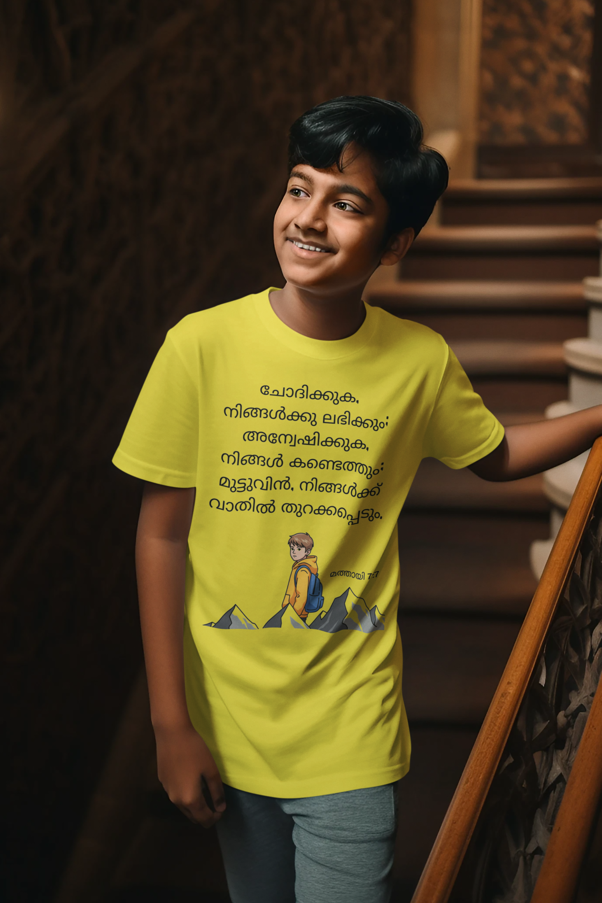 Buy Christian Bible Verse T-Shirts for Kids Boy | Malayalam | Matthew 7:7