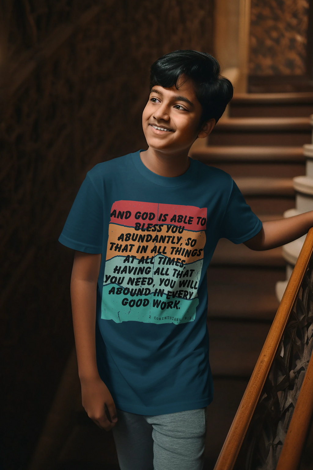 Buy Christian Bible Verse T-Shirts for Kids Boy | 2 Corinthians 9:8 | Bible Verse Design