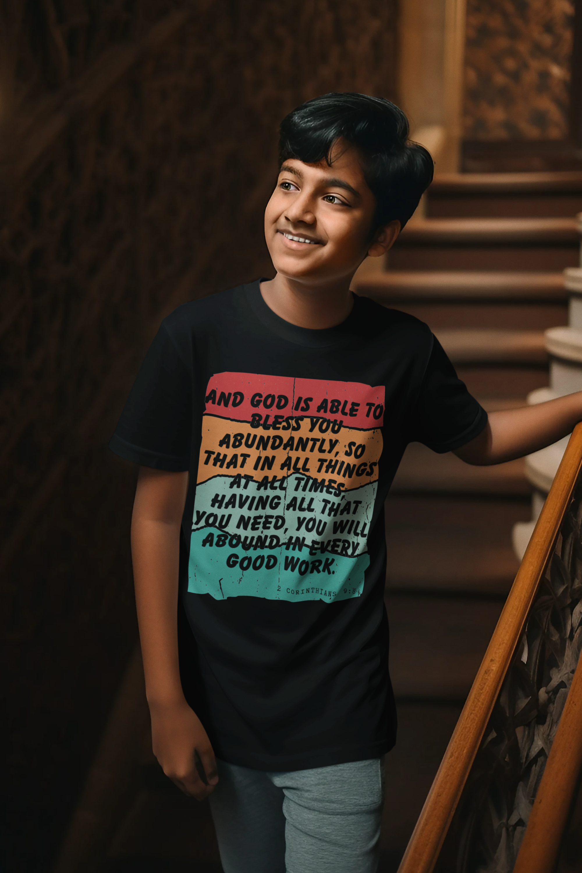 Buy Christian Bible Verse T-Shirts for Kids Boy | 2 Corinthians 9:8 | Bible Verse Design
