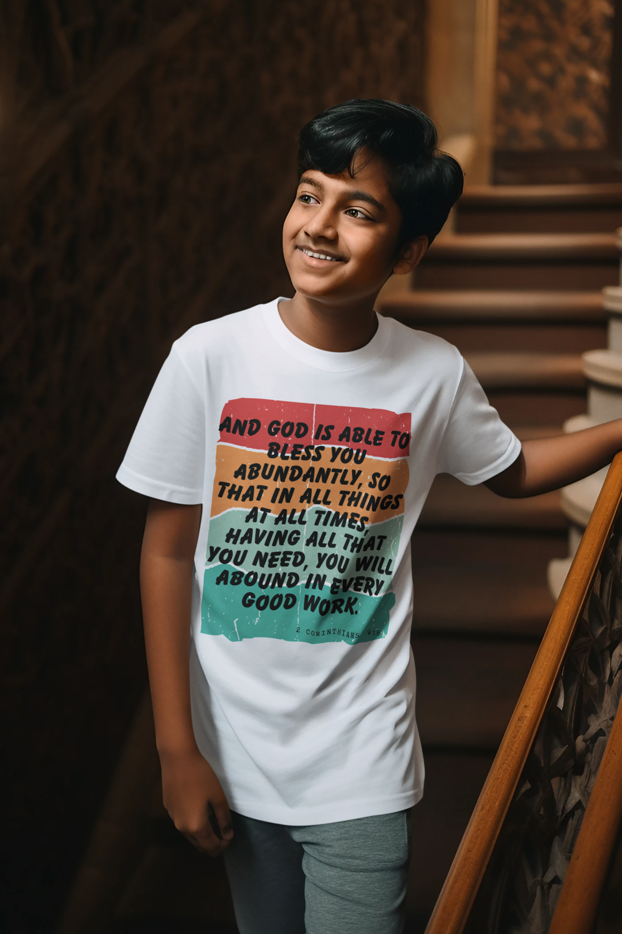 Buy Christian Bible Verse T-Shirts for Kids Boy | 2 Corinthians 9:8 | Bible Verse Design