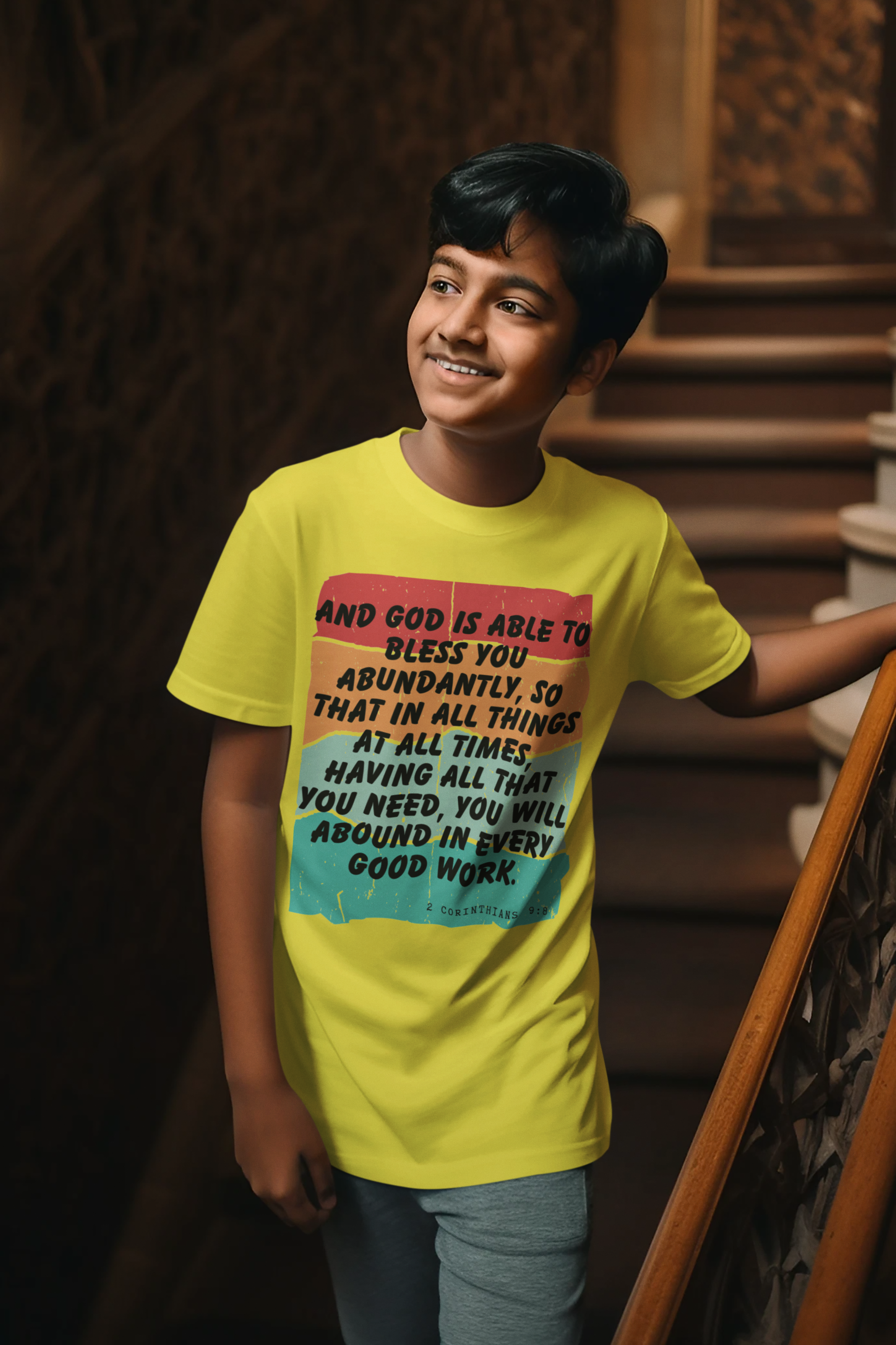 Buy Christian Bible Verse T-Shirts for Kids Boy | 2 Corinthians 9:8 | Bible Verse Design
