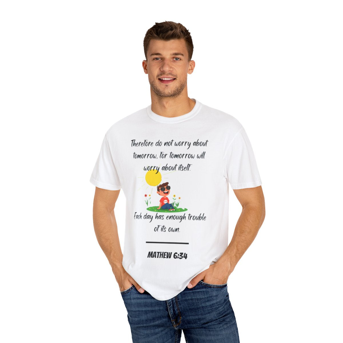Buy Christian Quote & Bible Verse T-Shirt Matthew 6:34 – Bible Verse Inspired Design